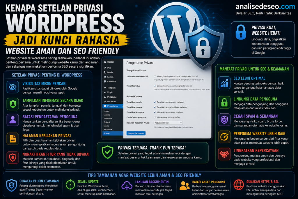 Kenapa Setelan Privasi WordPress Jadi Kunci Rahasia Website Aman dan SEO Friendly